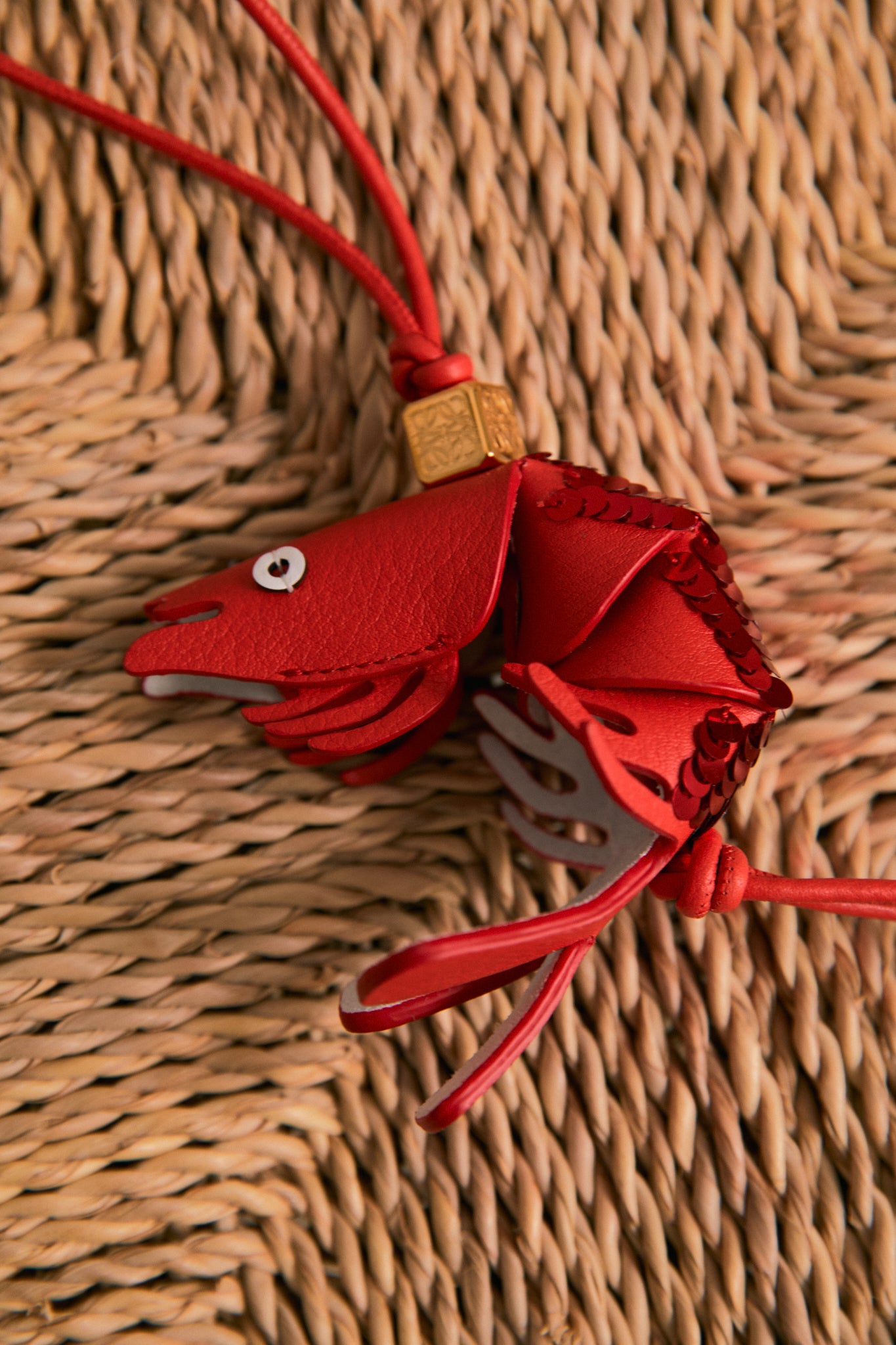 Shrimp charm in classic calf leather