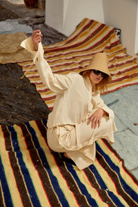 Cream woven paper straw hat