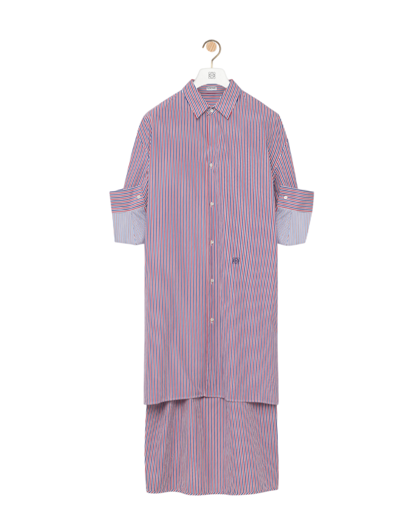 Robe chemise à rayures en coton rayé