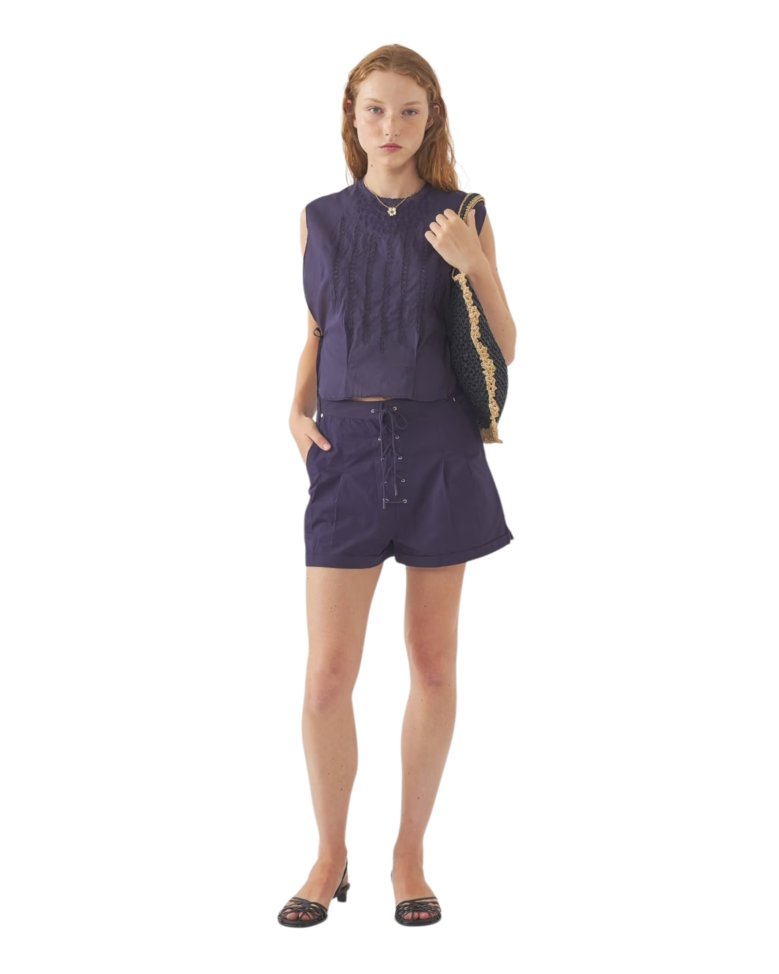 Top brodé lola navy