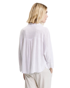 Polo oversize arrondi à manches kimono en jersey de lin blanc