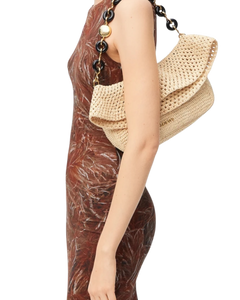 ola medium bag in raffia and natural calf leather