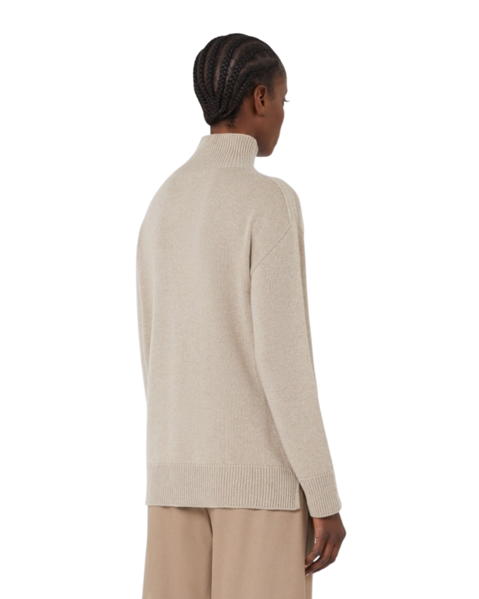 Pull à col roulé en cachemire beige