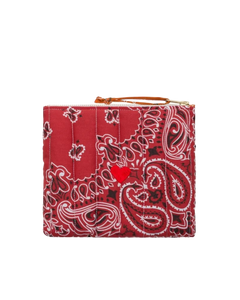 Mini Zipped Quilted Pouch - COEUR - Vintage Red / Burnt Orange