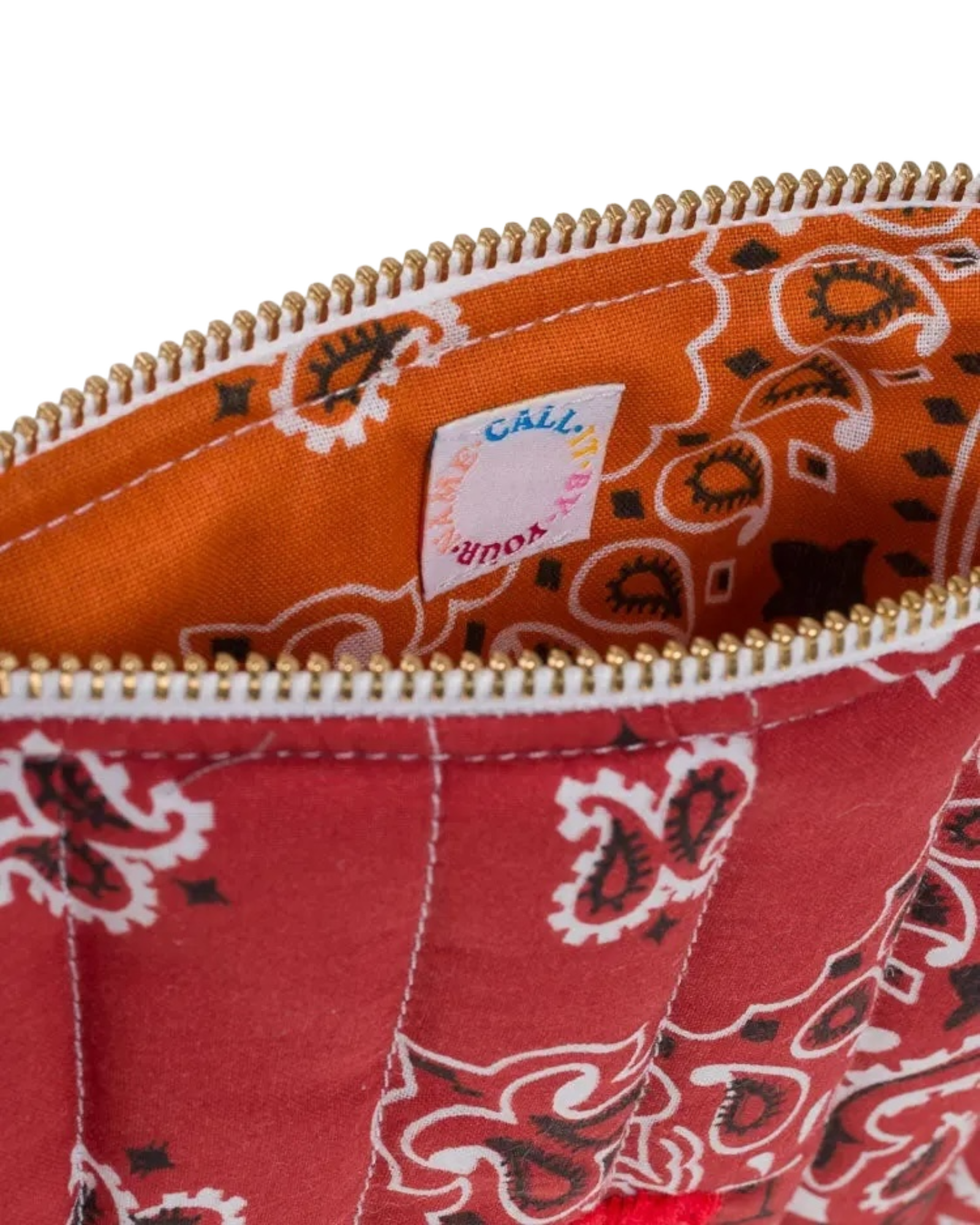 Mini Zipped Quilted Pouch - COEUR - Vintage Red / Burnt Orange