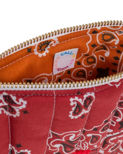 Mini Zipped Quilted Pouch - COEUR - Vintage Red / Burnt Orange