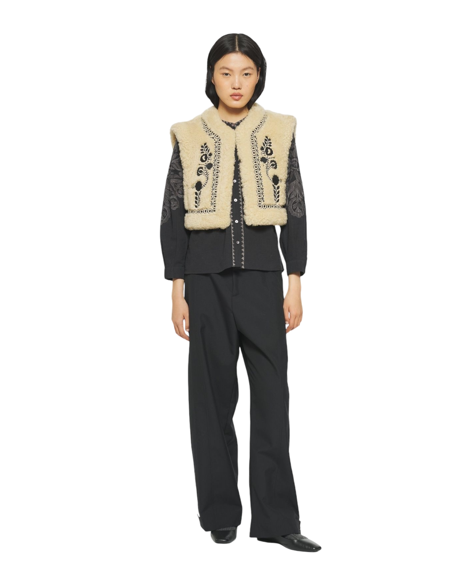 Cream embroidered reversible cardigan