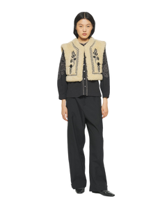 Cream embroidered reversible cardigan