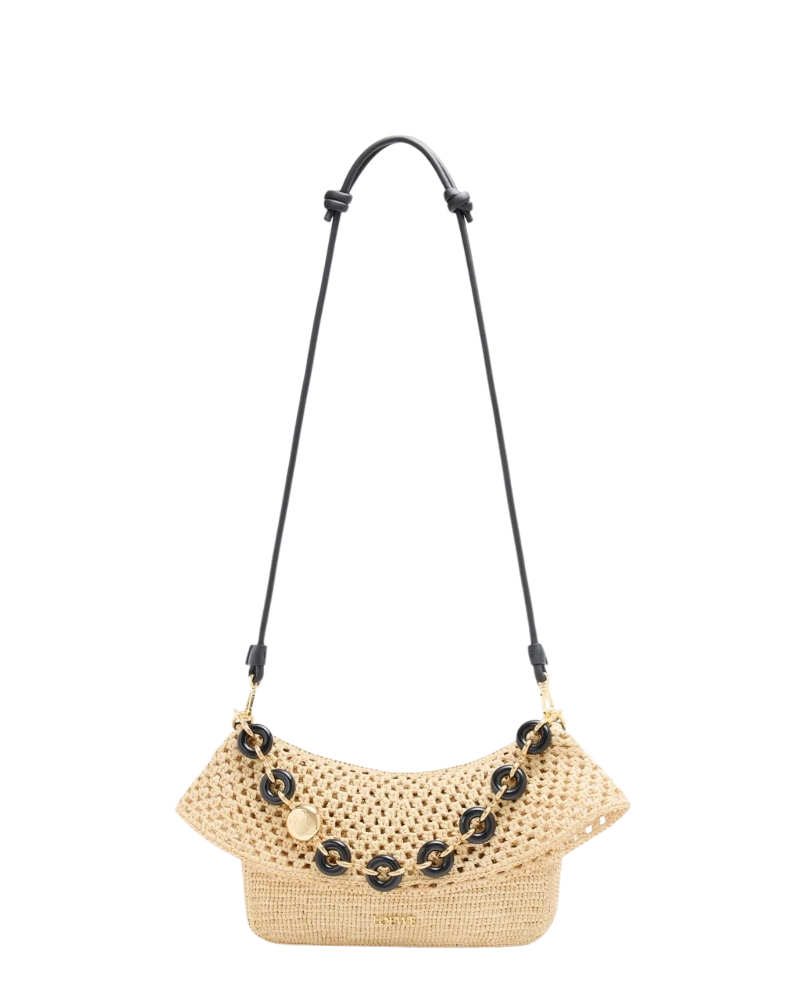 ola medium bag in raffia and natural calf leather