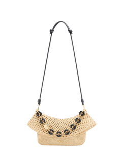 ola medium bag in raffia and natural calf leather