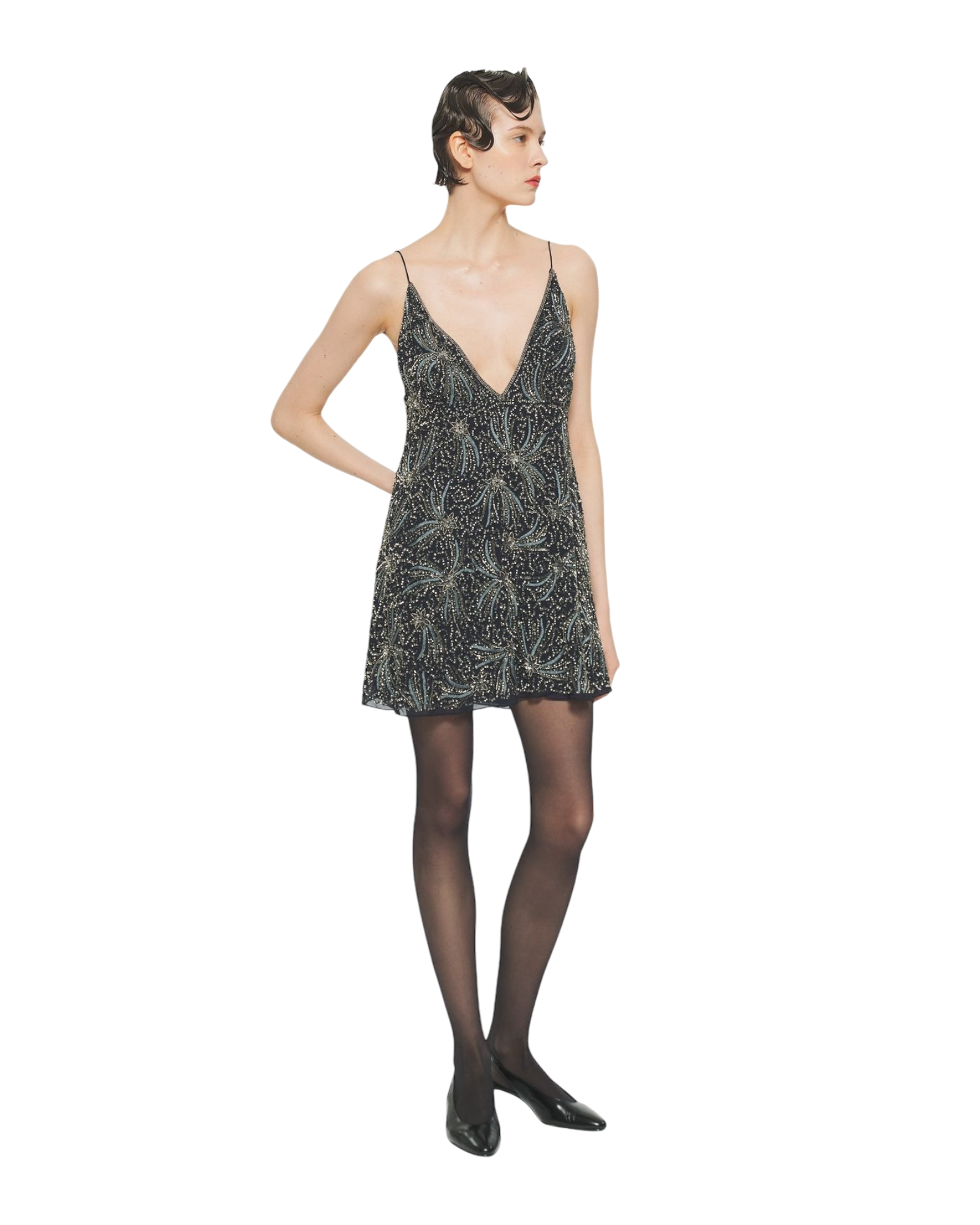 Vestido corto de lentejuelas azules Matari