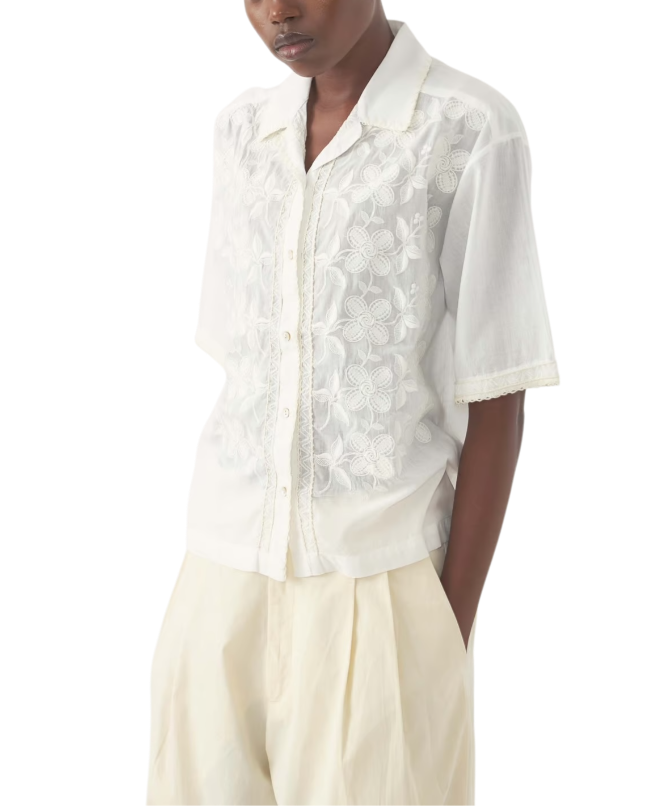Blouse brodée suzane crème