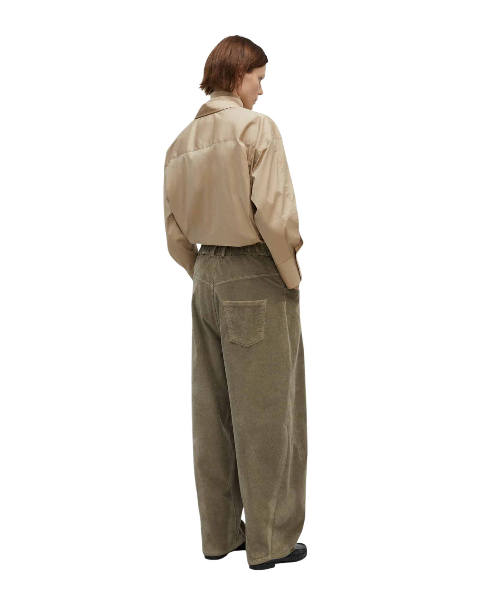Pantalones anchos de pana verde