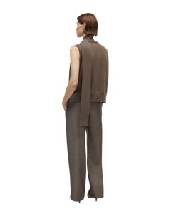 Gilet en dentelle de laine mérinos taupe
