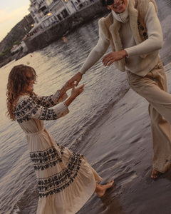 Cream embroidered reversible cardigan